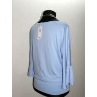 Bluzeczka typu kimono z marszczonym rękawem - błękitna